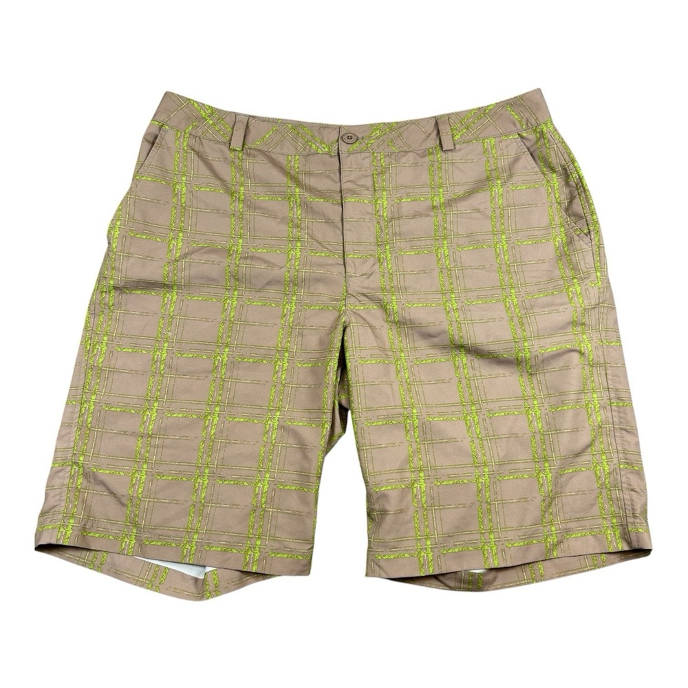 Under Armour Performance Men's Golf Shorts 38R 10" Inseam Green‎ Brown Plaid